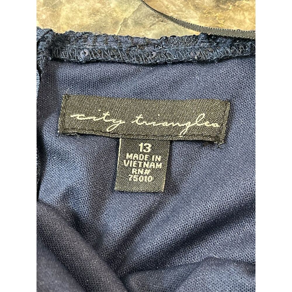 City Triangles Navy Blue Knee Length Dress Bedazzled Halter Size 13. Sku157 - Picture 11 of 16